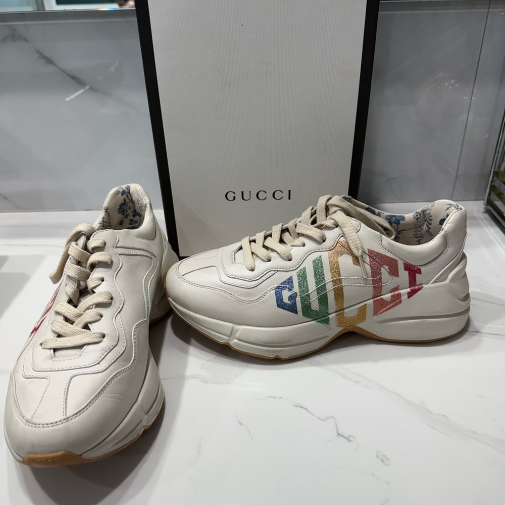 Gucci Rhyton Glitter Sneakers Size 39.5